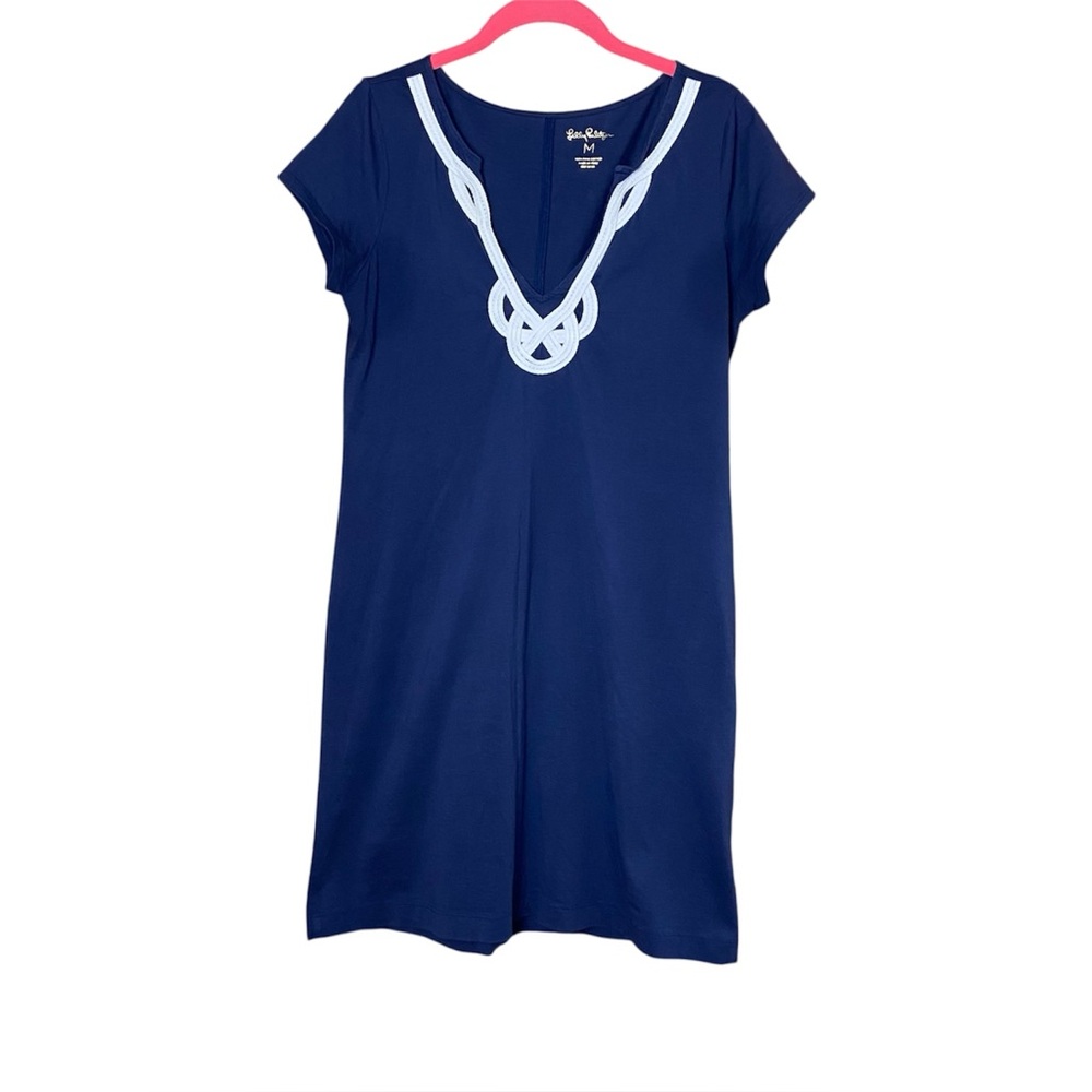 Lilly Pulitzer Brewster Navy T Shirt Dress Womens M - Picture 2 of 4